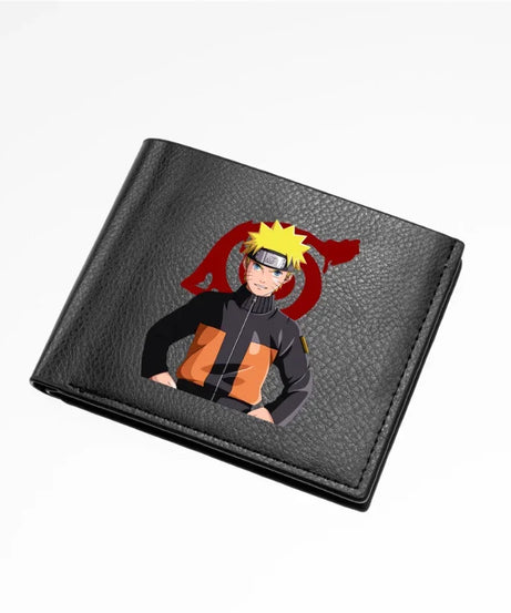 Naruto Sasuke Men Purse Black PU Leather Large Capacity Simple Casual Multiple Slot Card Holder Short Ultra Thin Wallet Gift New