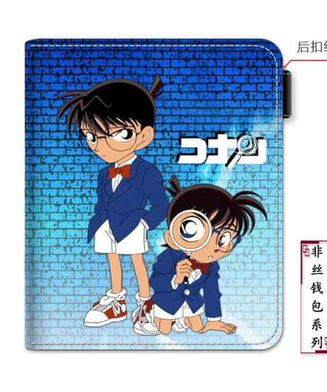 Conan anime peripheral cartoon student wallet card holder with zipper coin purse wallets wallet men PU birthday gift