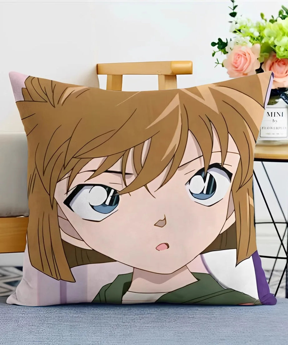 Detective Conan Pillowcase – Soft Anime Cushion Cover with Zipper for Sofa & Bedroom Decor