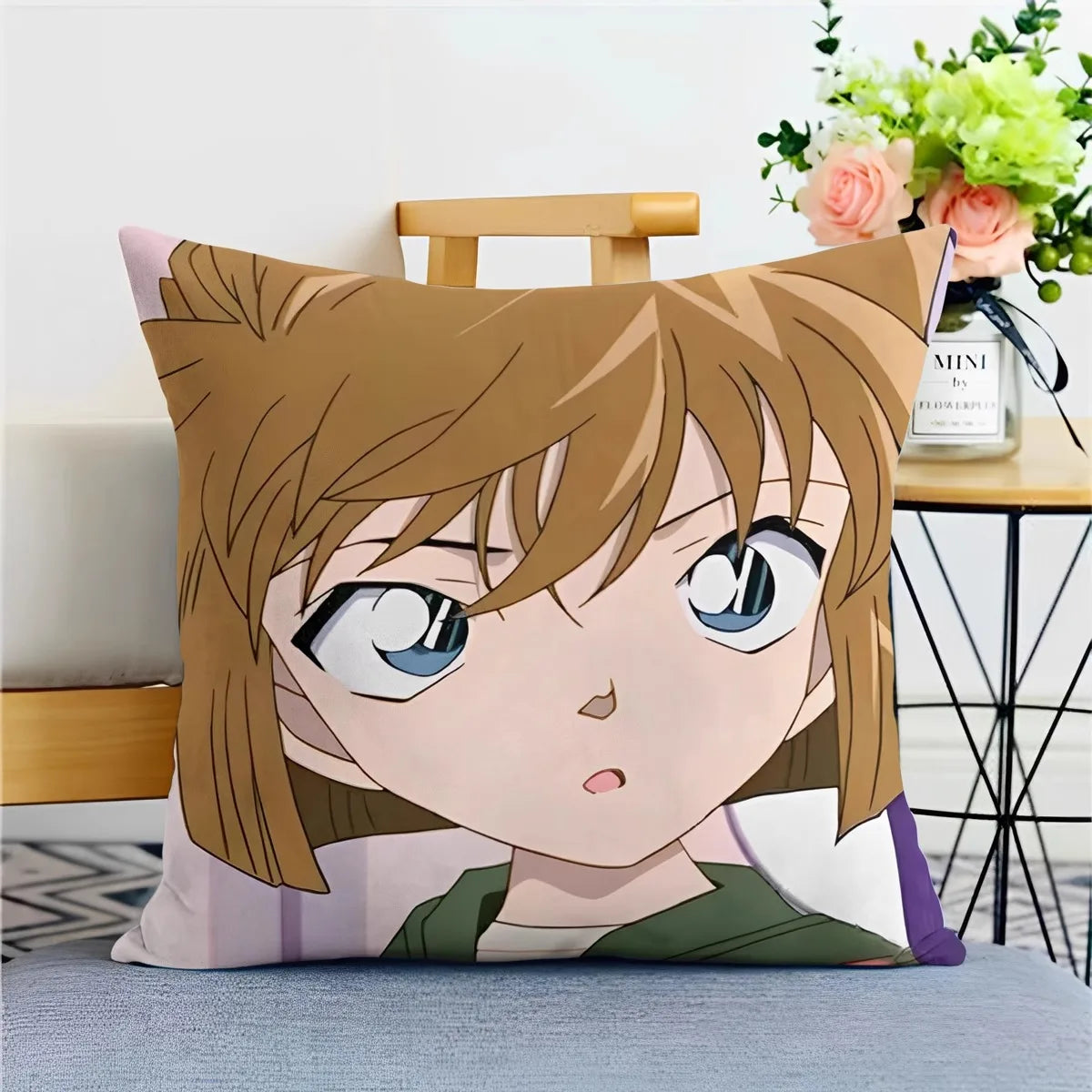 Detective Conan Pillowcase – Soft Anime Cushion Cover with Zipper for Sofa & Bedroom Decor