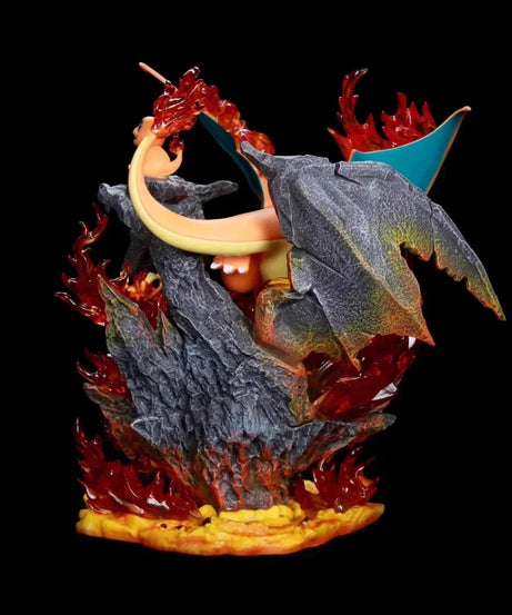 Pokemon Light-Up Figure 32cm Fire Type Family Set Charizard GK Glowing Anime Statue PVC Toy With Base Desktop ornament Boy Gift