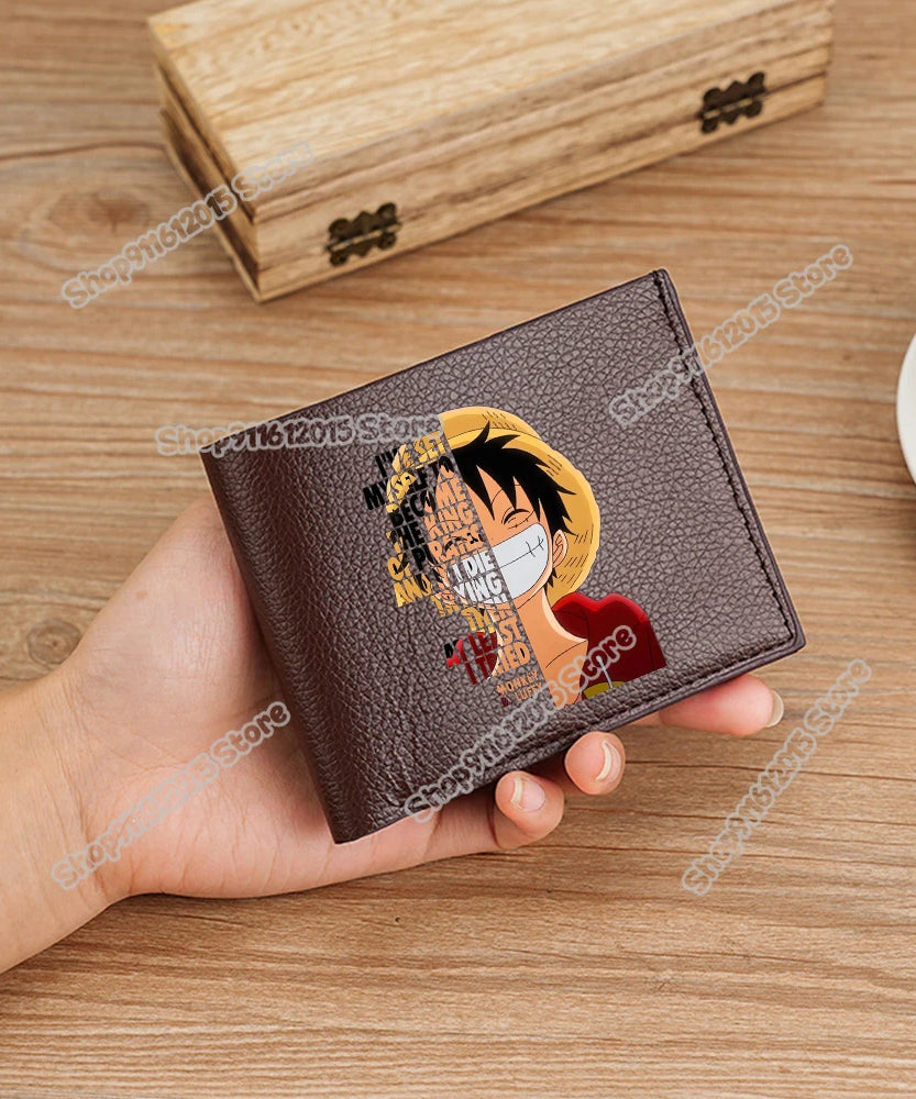 One Piece Pu Leather Wallet for Men Foldable Short Wallets Luffy Zoro Chopper Coin Purse Man Multi-slot Credit ID Card Holder