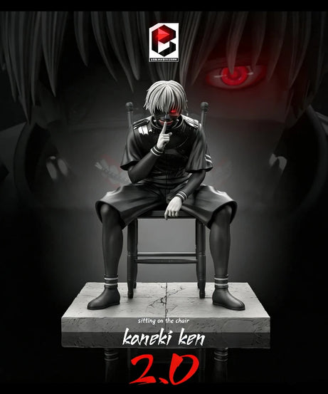 20cm Ken Kaneki Sitting Figure Tokyo Ghoul GK Replaceable Double Head Double Arms Statue With Base Anime Model Toy Deco Boy Gift