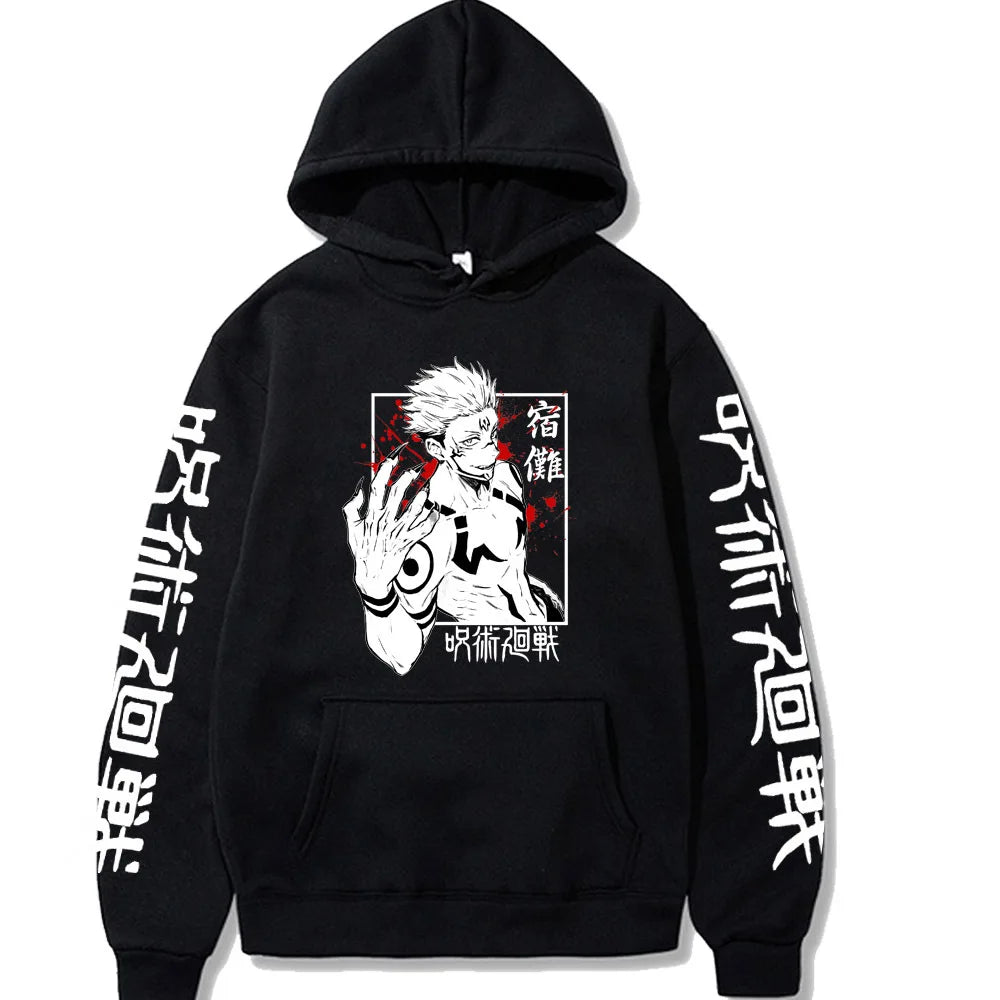 Ryomen Sukuna Anime Graphic Hoodie – Casual Long Sleeve Pullover Sweatshirt