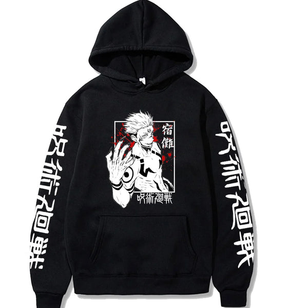 Ryomen Sukuna Anime Graphic Hoodie – Casual Long Sleeve Pullover Sweatshirt
