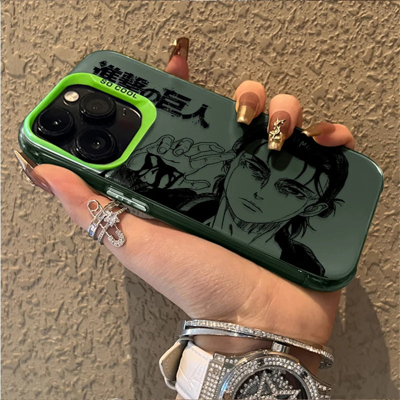 Eren Yeager Attack on Titan iPhone Case Shockproof Plated Cover for iPhone 17 Air 16 15 14 13 12 11 Pro Max XS XR X 8 7 Plus SE 2020 5