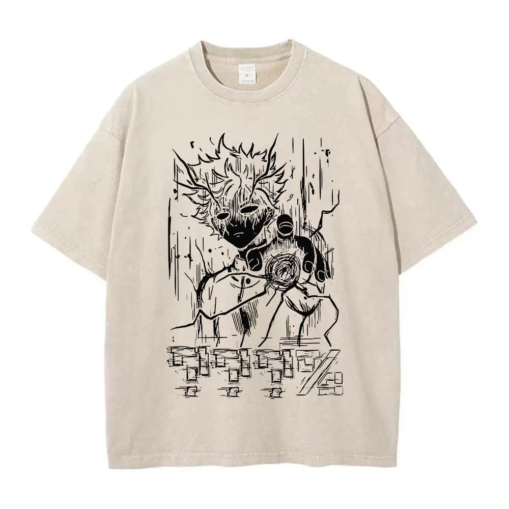 Mob Psycho 100 Vintage Graphic T-Shirt – Harajuku Streetwear Cotton Tee for Men