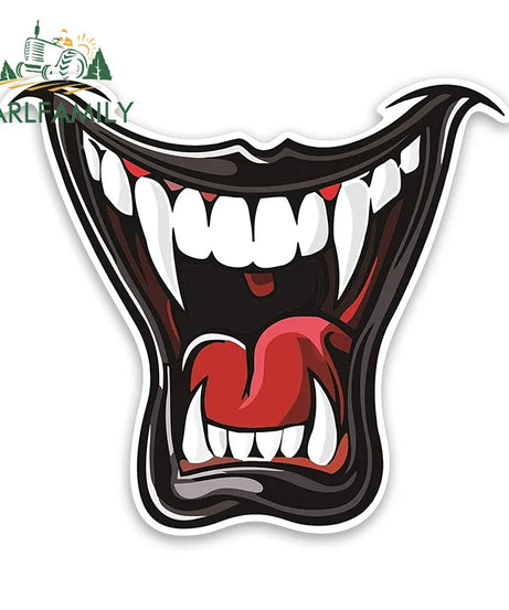 EARLFAMILY 13cm For Scary Devil Tooth Helmet Car Stickers RV JDM Motorcycle Decal Waterproof Camper Van Funny Car Accessories