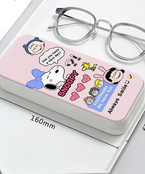 Snoopy Girl Korean Fresh Student Cute Disney Fashion Simple Anti-fall Portable Anti-Stress Folding Glasses Case