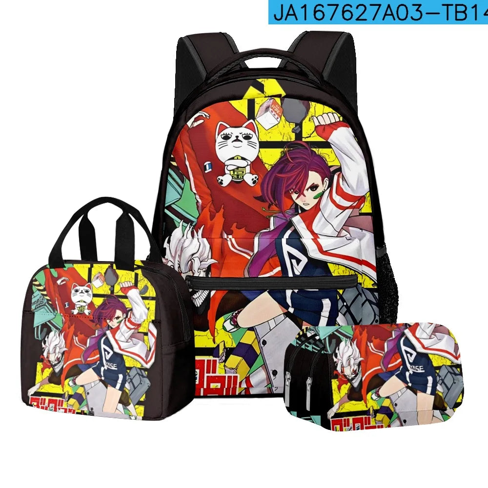 Luxury Popular Novelty DANDADAN 3D Printed 3pcs/Set student School Bags Travel Notebook Backpack Lunch bag Pencil Case