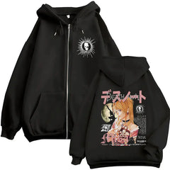 Death Note Misa Amane Gothic Graphic Zip-Up Hoodie Harajuku Streetwear