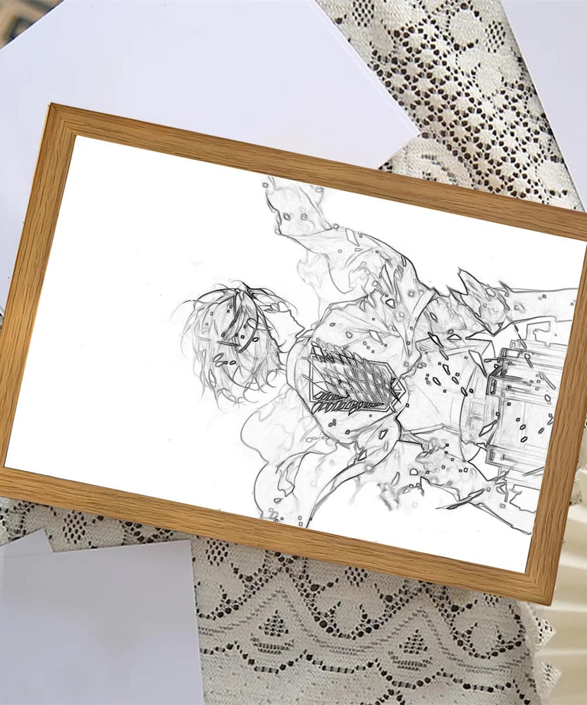Anime Attack on Titan Night Light Painting Picture Frame Room Decor Home Wall Decorative Art For Bedroom Friends Gifts Moon Lamp