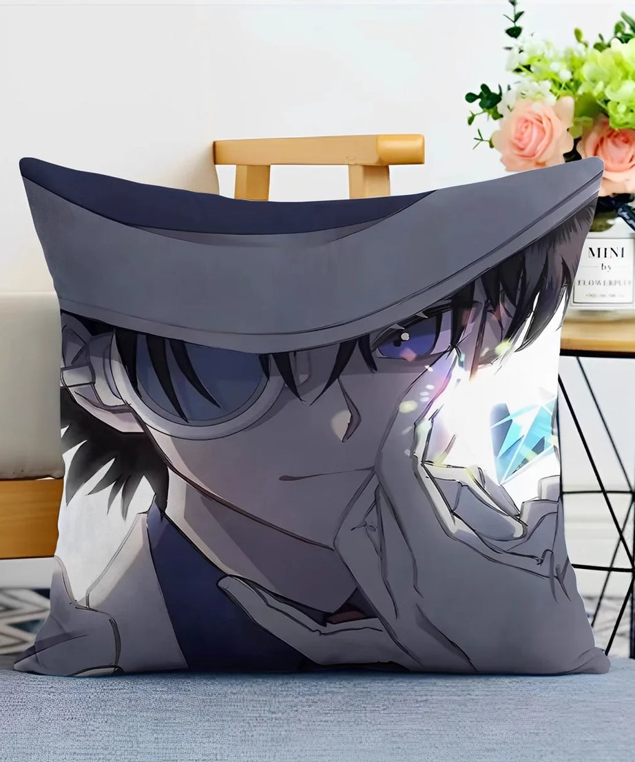 Detective Conan Pillowcase – Soft Anime Cushion Cover with Zipper for Sofa & Bedroom Decor