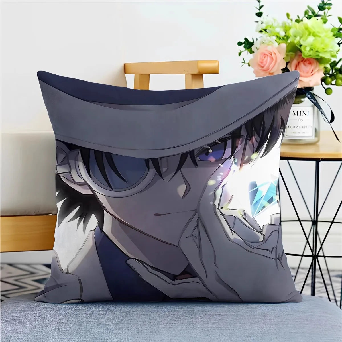 Detective Conan Pillowcase – Soft Anime Cushion Cover with Zipper for Sofa & Bedroom Decor