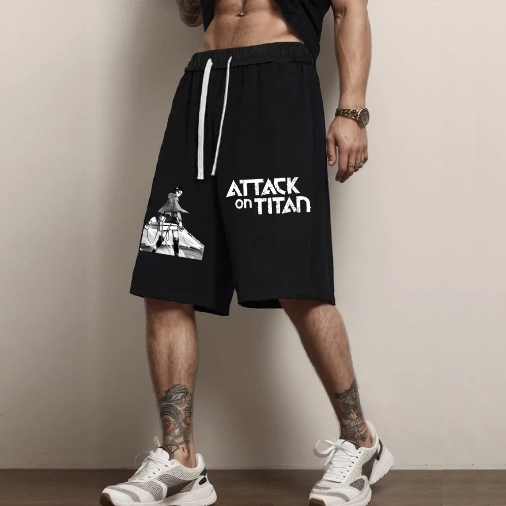 Attack on Titan Shorts Anime Printed Shorts Summer Casual Sportswear Men GYM Workout Male Fitness Sport Shorts Hip Streetwear