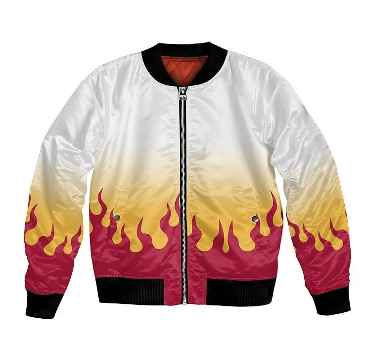 Plus Size Anime Bomber Jacket for Men - One Piece Naruto Dragon Ball Themed Military Aviator Coat, Cosplay Winter Outerwear Gift