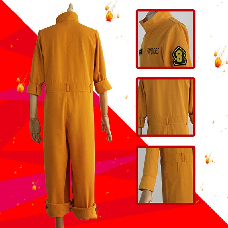 Anime Fire Force Shinra Kusakabe Cosplay Costume Jumpsuit Jumpsuit Orange Team Uniform Suit Arthur Boyle Man Halloween Costume