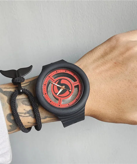 Naruto Sasuke Watch Men Anime Sharingan Fashion Simple Casual Watch Student Mechanical Sports Wristwatch Plastic Watch Band Gift
