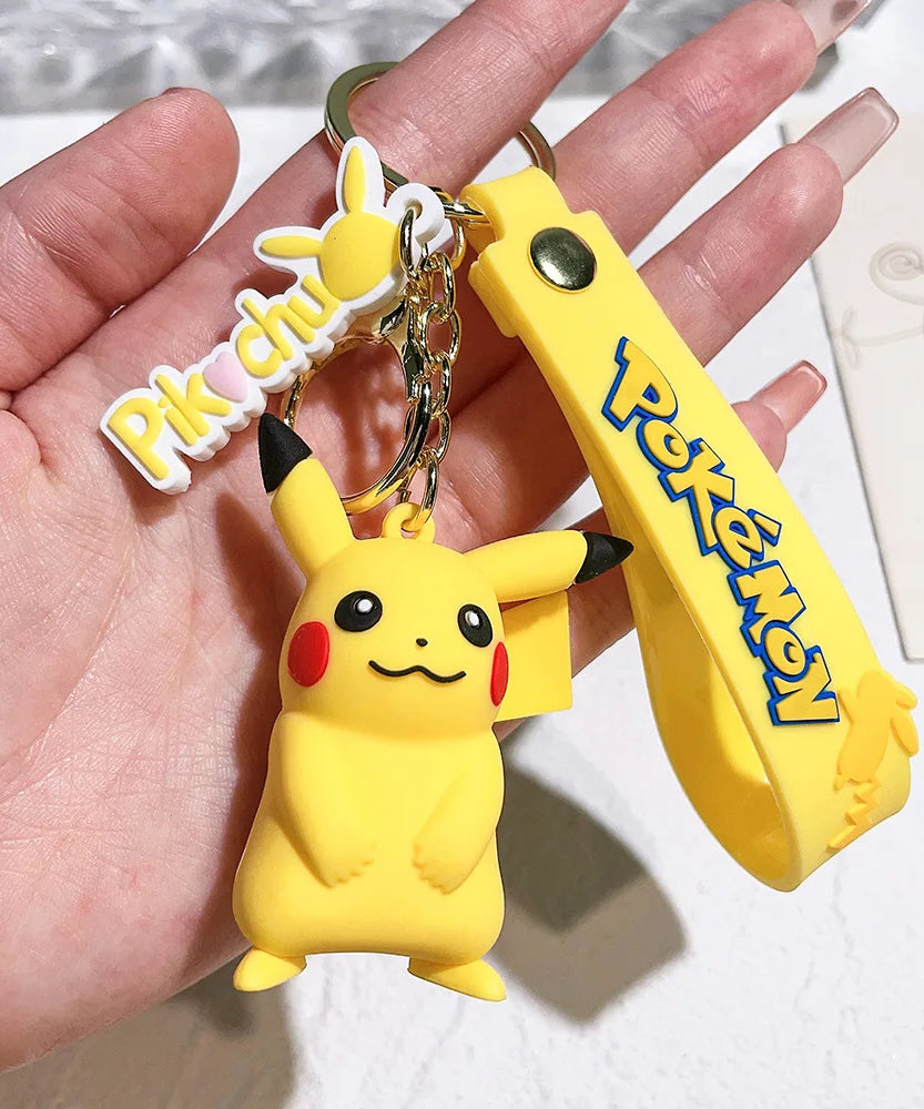 Pocket Monster Pikachu Anime PVC Doll Keychain Pendant Bag Accessories Action Toy Doll Psyduck Charizard Children's Gift