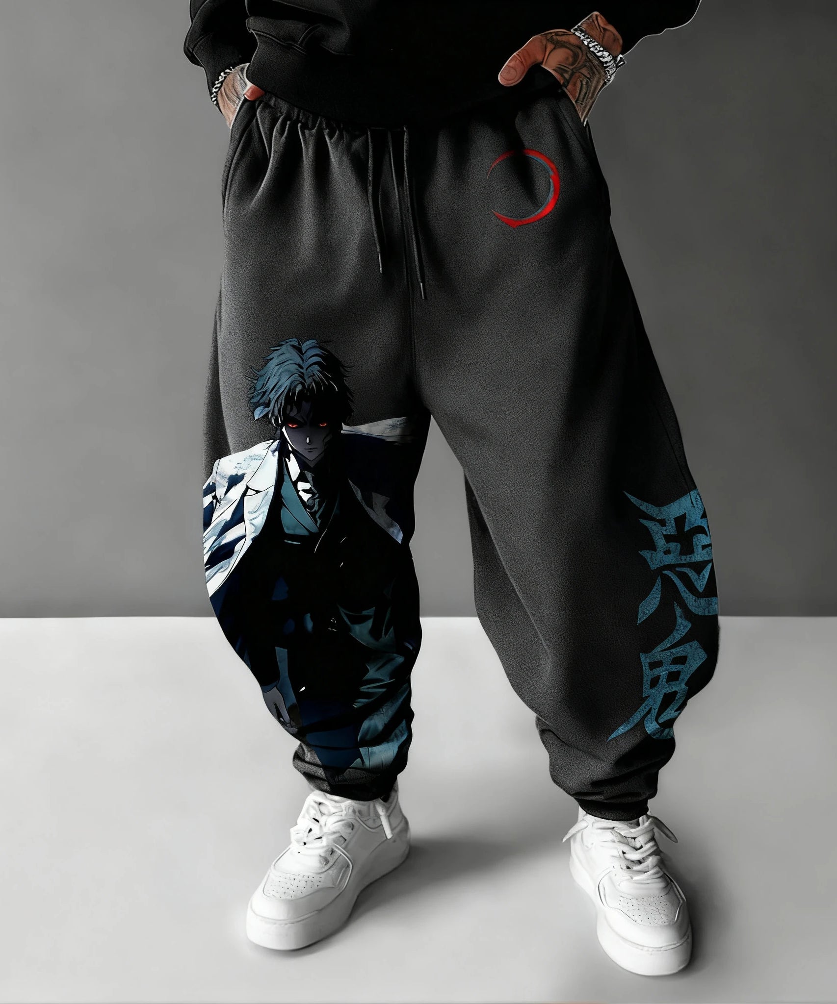 Demon Slayer Versatile Sweetpants Men's Autumn/Winter New Kibutsuji Muzan Anime Printed American Hip Hop Casual Loose Pants
