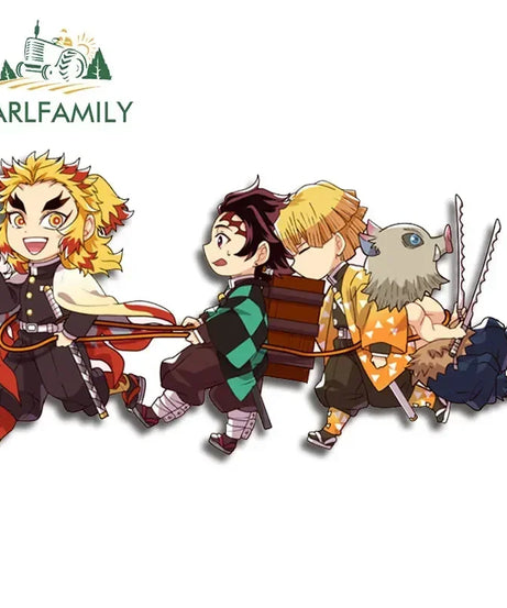 EARLFAMILY 13cm X 3.8cm Anime Running Chibi Car Stickers Trunk Windows Cartoon Decal Personality Kamado Nezuko Car Accessories