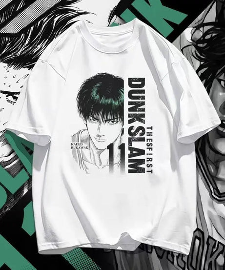 Slam Dunk anime peripheral kawaii white t-shirt versatile Shohoku team uniform Sakuragi Hanamichi Akagi Haruko summer top gift