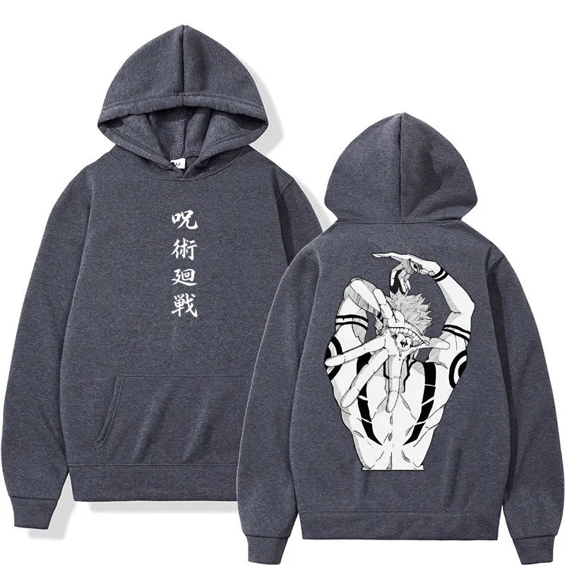 Anime Jujutsu Kaisen Ryomen Sukuna Graphic Hoodie – Harajuku Vintage Pullover Sweatshirt 2