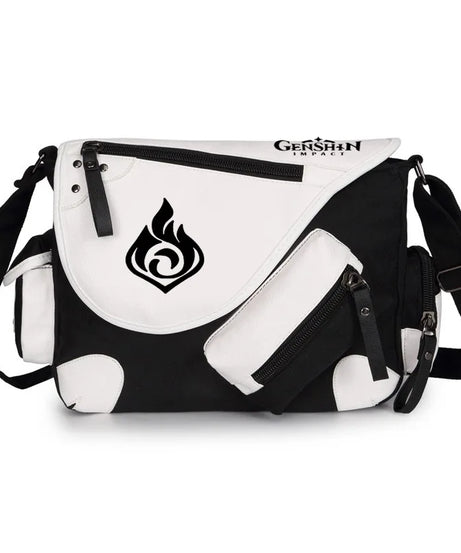 Genshin Impact Anime Canvas Casual Zipper Shoulder Bag Crossbody Bag Schoolbags Large Capacity Bag Men's Shoulder Messenger Gift