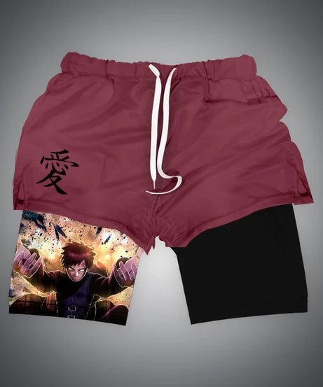 One Piece x Naruto x Dragon Ball 2-in-1 Men’s Gym Shorts – Quick-Dry & Breathable Sportswear