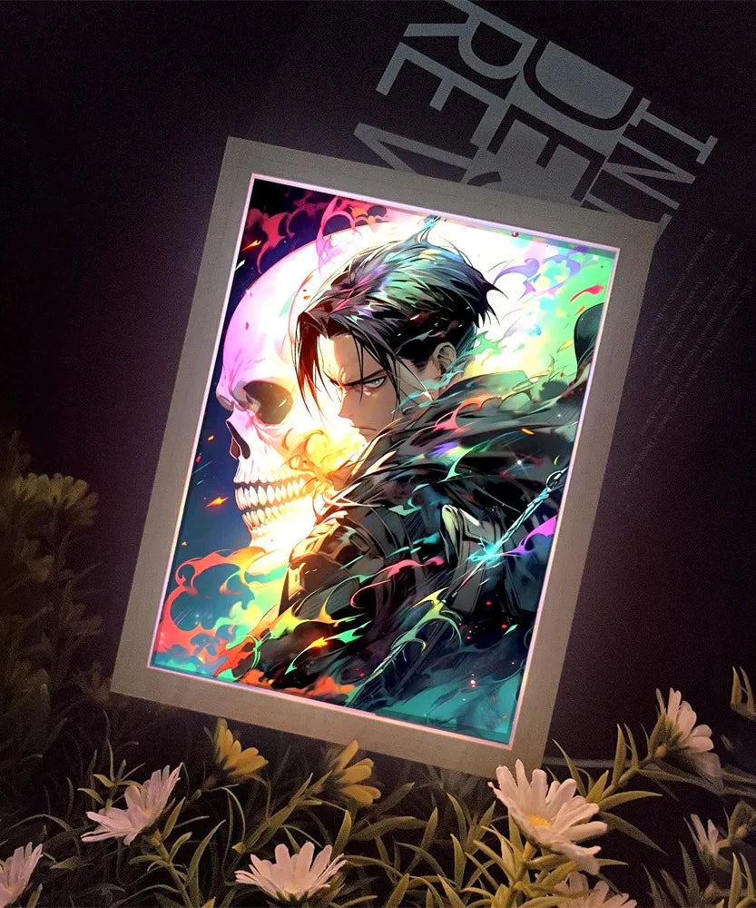 Anime Attack on Titan Night Light Painting Picture Frame Room Decor Home Wall Decorative Art For Bedroom Friends Gifts Moon Lamp