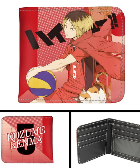 Anime Haikyu!! Short PU Leather Wallet Cute Hinata Shoyo Kageyama Tobio Folding Purse
