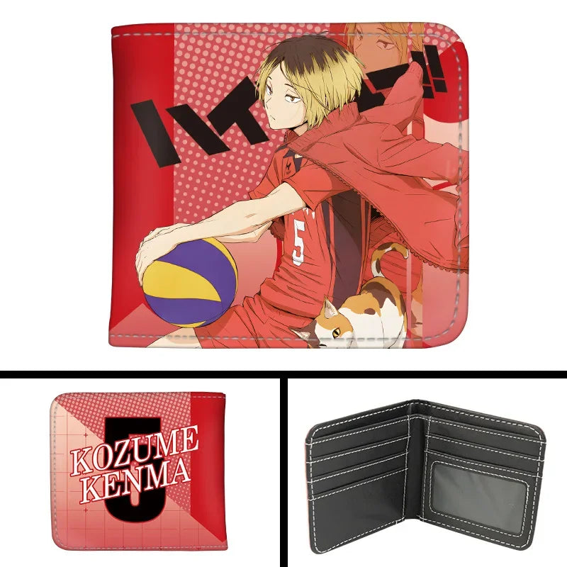 Anime Haikyu!! Short PU Leather Wallet Cute Hinata Shoyo Kageyama Tobio Folding Purse