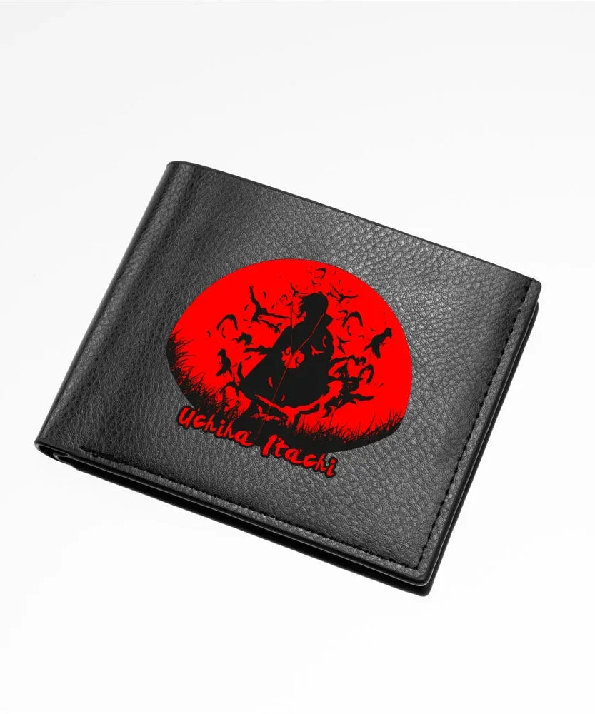 Naruto Sasuke Men Purse Black PU Leather Large Capacity Simple Casual Multiple Slot Card Holder Short Ultra Thin Wallet Gift New
