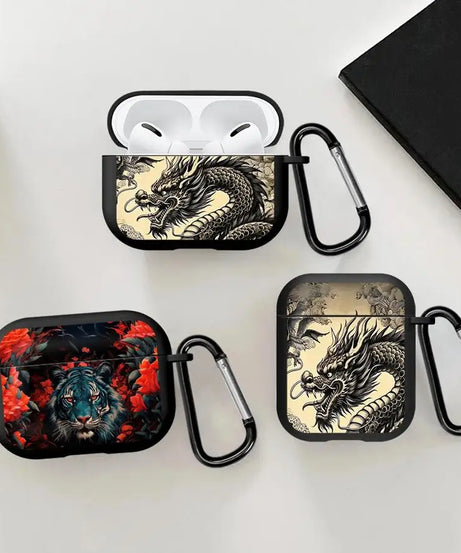 Earphone Cases Cover Case For Airpods 1 4 2 Pro 3 Pro3 Pro2 Tiger Flower Dragon