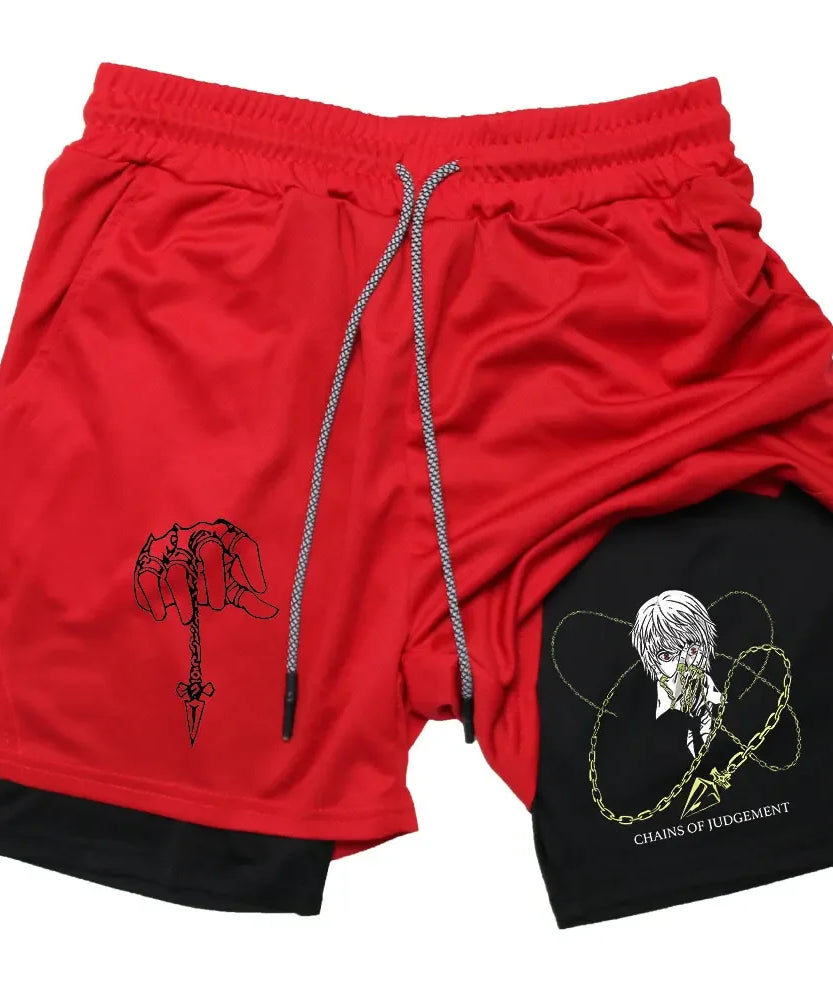 Kurapika Anime 2-in-1 Gym Shorts – Breathable Compression Sportwear
