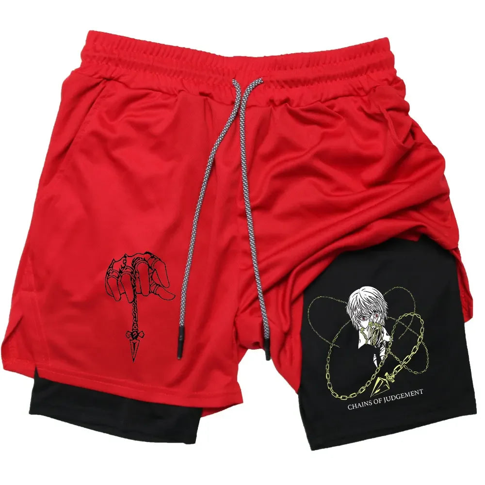 Kurapika Anime 2-in-1 Gym Shorts – Breathable Compression Sportwear