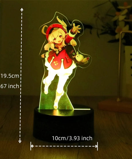 Genshin Impact 3D Lamp LED Night Light Anime Figures Zhongli Raiden Shogun Remote RGB Dream Colors Kids Bedroom Home Decor