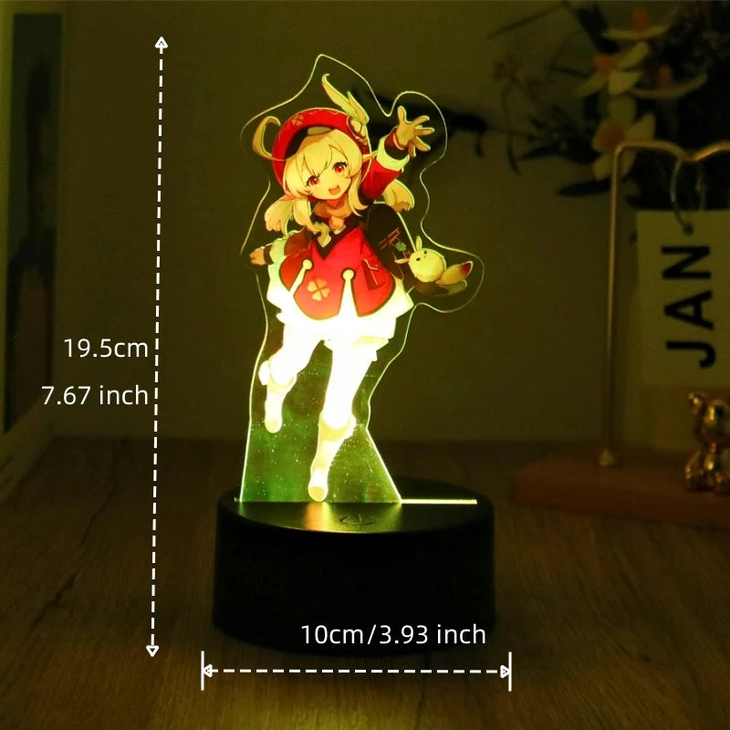Genshin Impact 3D Lamp LED Night Light Anime Figures Zhongli Raiden Shogun Remote RGB Dream Colors Kids Bedroom Home Decor