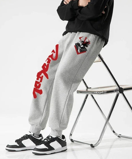 Men's berserk animated printed sportswear pants sports jogging pants casual polar lining pocket pants