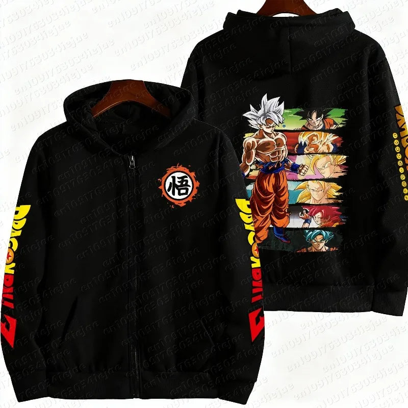 Dragon Ball Goku Oversized Zip-Up Hoodie – Y2K Anime Streetwear Jacket 3