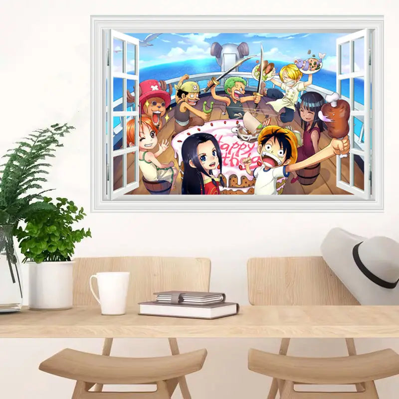 One Piece Anime Luffy Poster Wall Sticker Personality Creative Fashion Boys Dormitory Decoration Wallpaper Self Adhesive