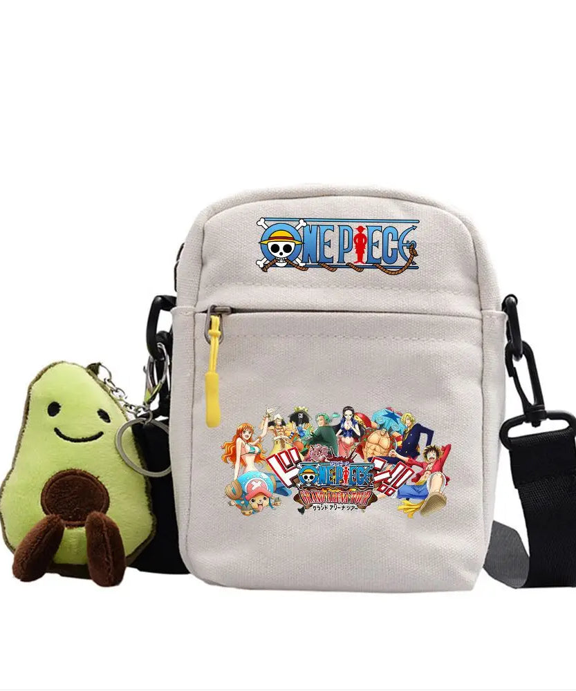 One Piece Shoulder Bag Anime Personality Creative Children's Print Crossbody Bag, Student Canvas Bag Holiday Gift