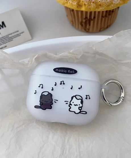 For AirPods 4 Cute Cat Couple Earphone Case for AirPods Pro2 Pro 1 2 3 Case Animal Soft Clear TPU Cover Fundas