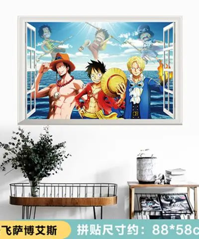 One Piece Anime Luffy Poster Wall Sticker Personality Creative Fashion Boys Dormitory Decoration Wallpaper Self Adhesive