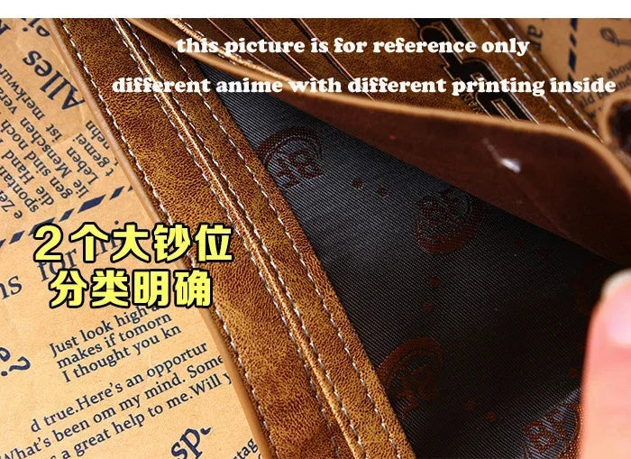 Anime demon slayer Man Bifold Wallets Khaki Card Holders Coin Purse
