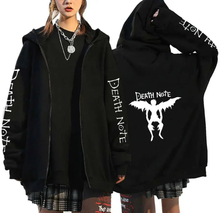 Death Note Gothic Graphic Zip-Up Hoodie Harajuku Streetwear Fleece Jacket 6