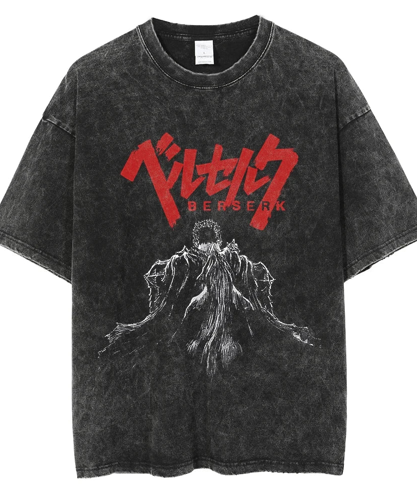 Hip Hop Men Streetwear T-Shirt Retro Vintage Washed Anime Graphic T Shirt Men Harajuku Cotton Casual Short Sleeve Tshirt Tops