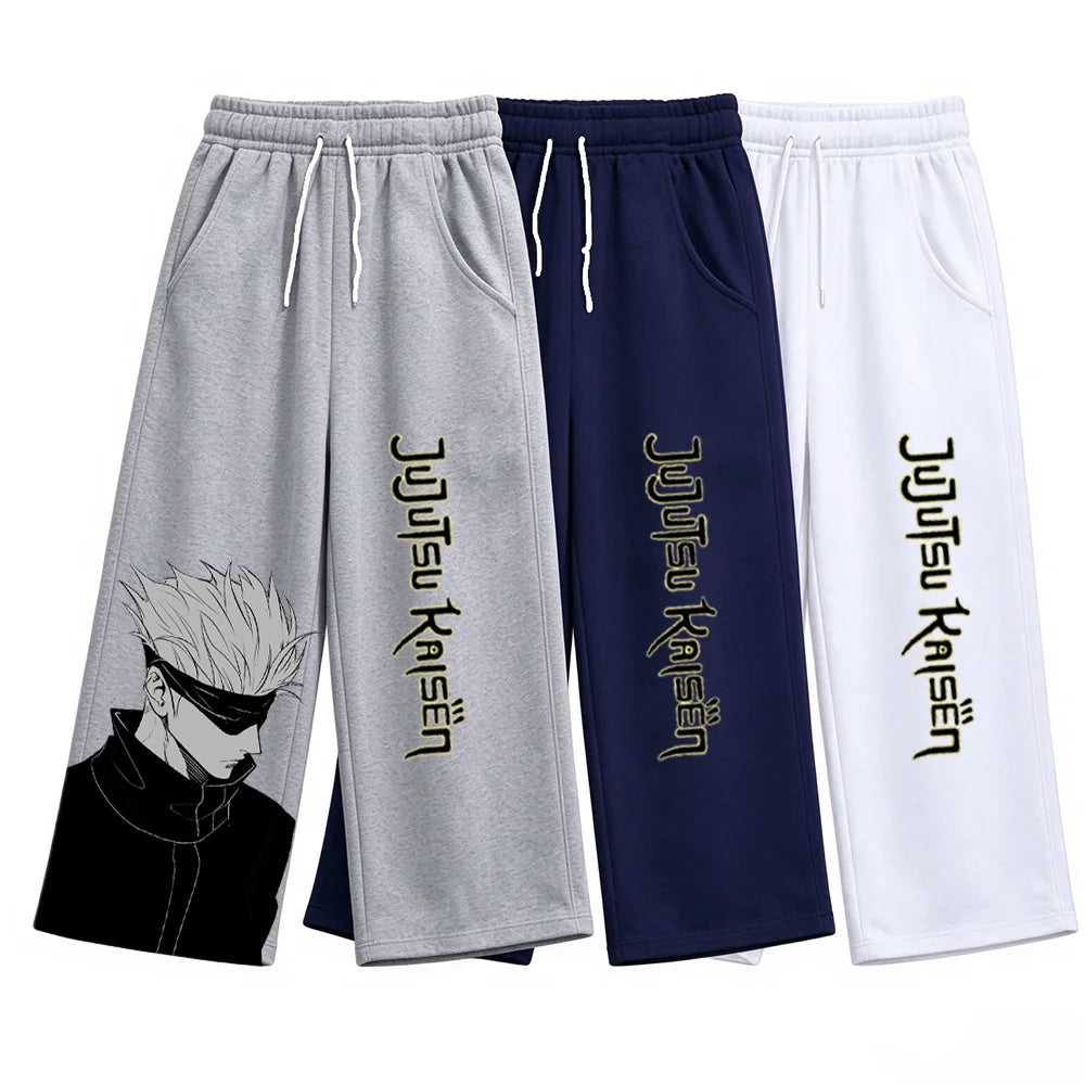 Jujutsu Kaisen Gojo Satoru Graphic Fleece Sweatpants Harajuku Anime Joggers