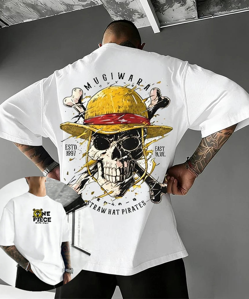 Unisex Oversize One Piece Skull Anime T Shirt Men Women Cotton Streetwear Casual Short Sleeve Top Graphic Tee Trendy 2026 Summer