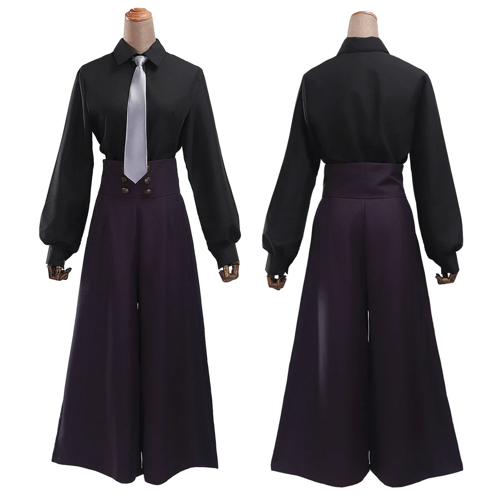 Anime Jujutsu Kaisen Mei Mei Cosplay Costume – Black Shirt, Purple Pants & Tie Set 7